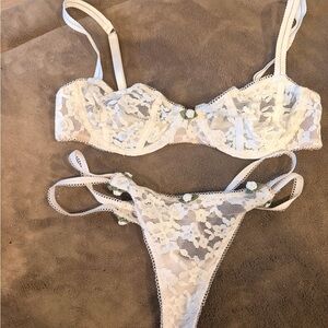 For Love And Lemons White Lace Lou Bra Set